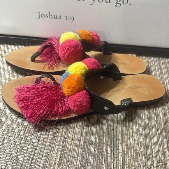 Colorful Pom Pom Sandals Rebecca Minkoff Women’s SZ 6.5 Box1 - Picture 2 of 6